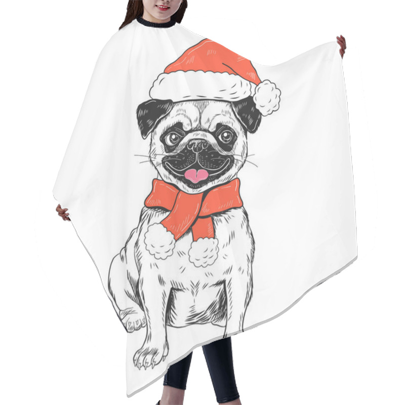 Personality  Funny Christmas Pug Dog  Hair Cutting Cape