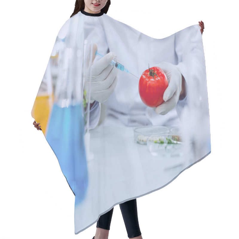 Personality  Smart Knowledgeable Scientist Testing Tomatoes Hair Cutting Cape