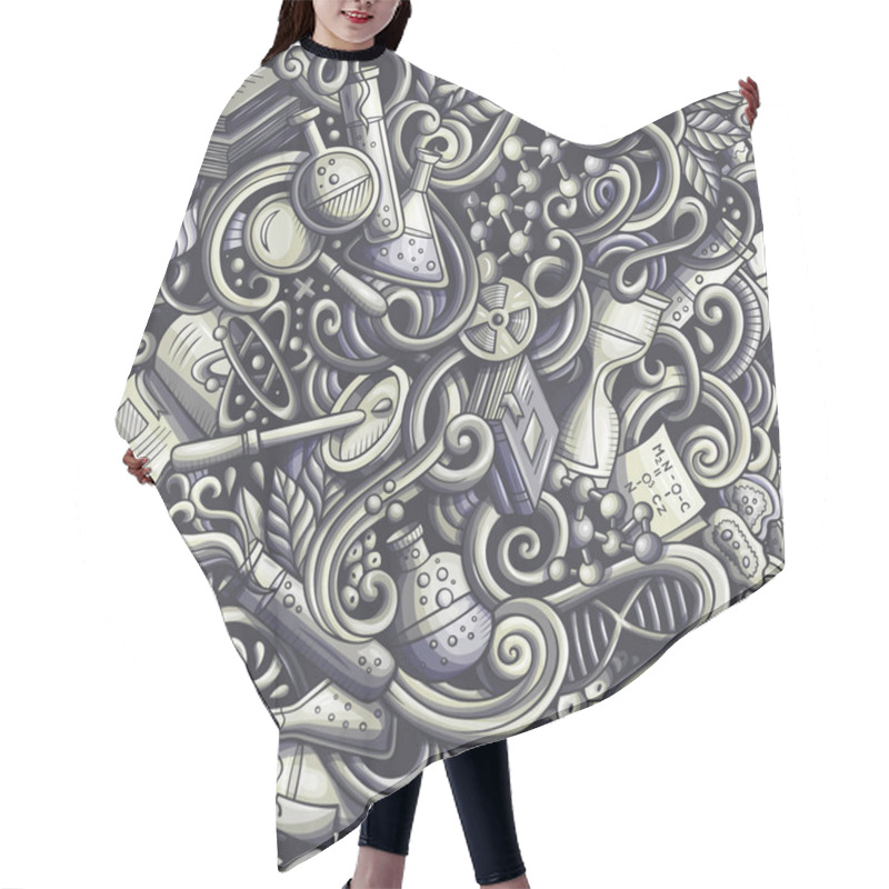 Personality  Cartoon Cute Doodles Hand Drawn Science Seamless Pattern Hair Cutting Cape