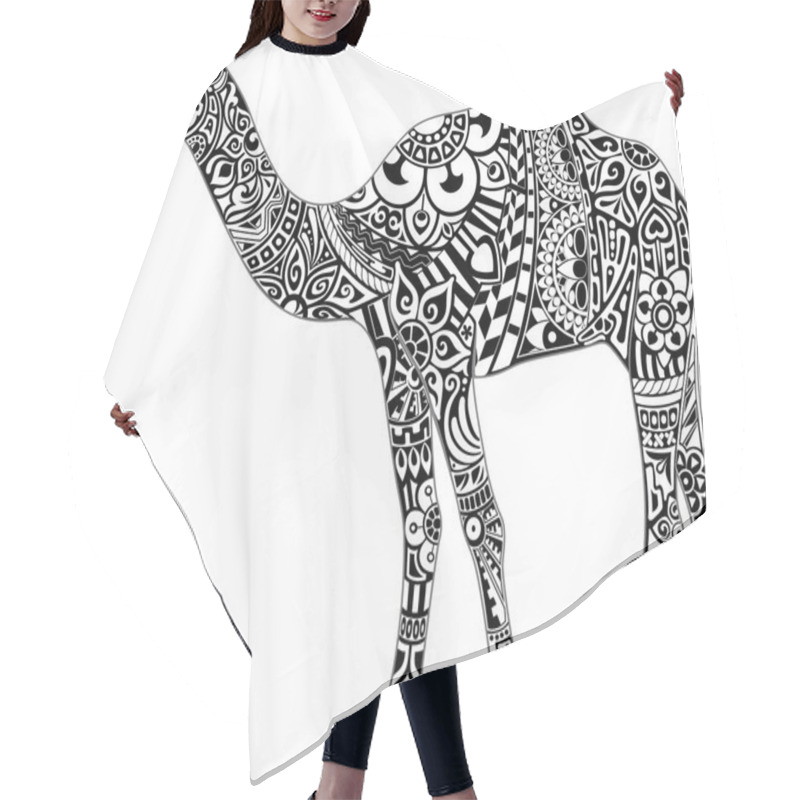 Personality  Camel With Black And White Ornament Hair Cutting Cape