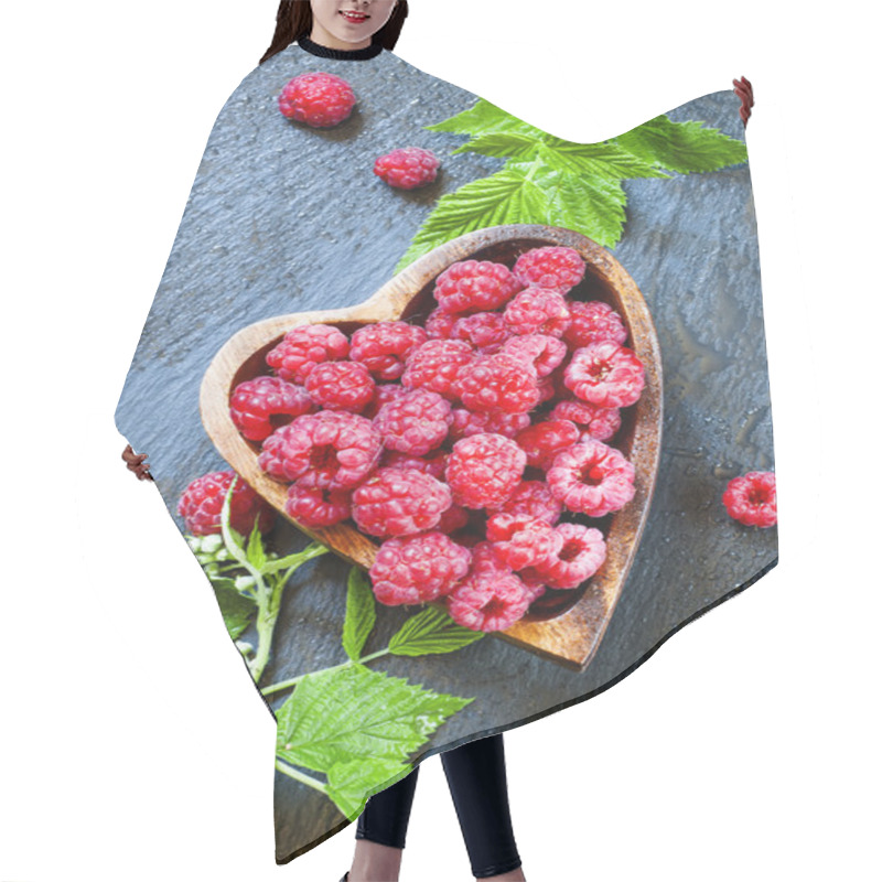 Personality  Fresh Raspberries With Leaves In A Bowl In The Shape Of A Heart   Hair Cutting Cape