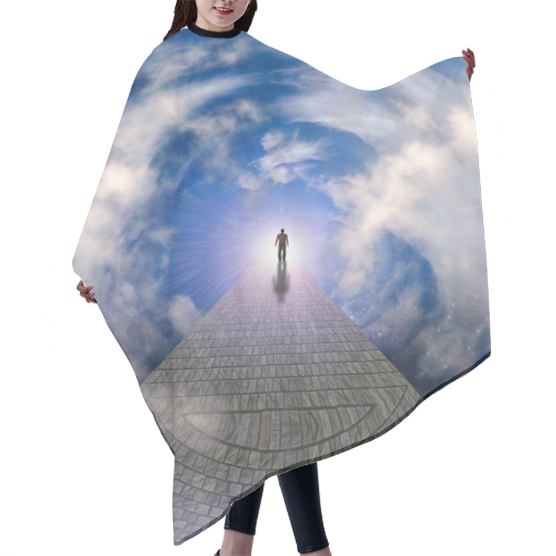 Personality  Man Walks On A Stone Road To Bright Light. 3D Rendering Hair Cutting Cape