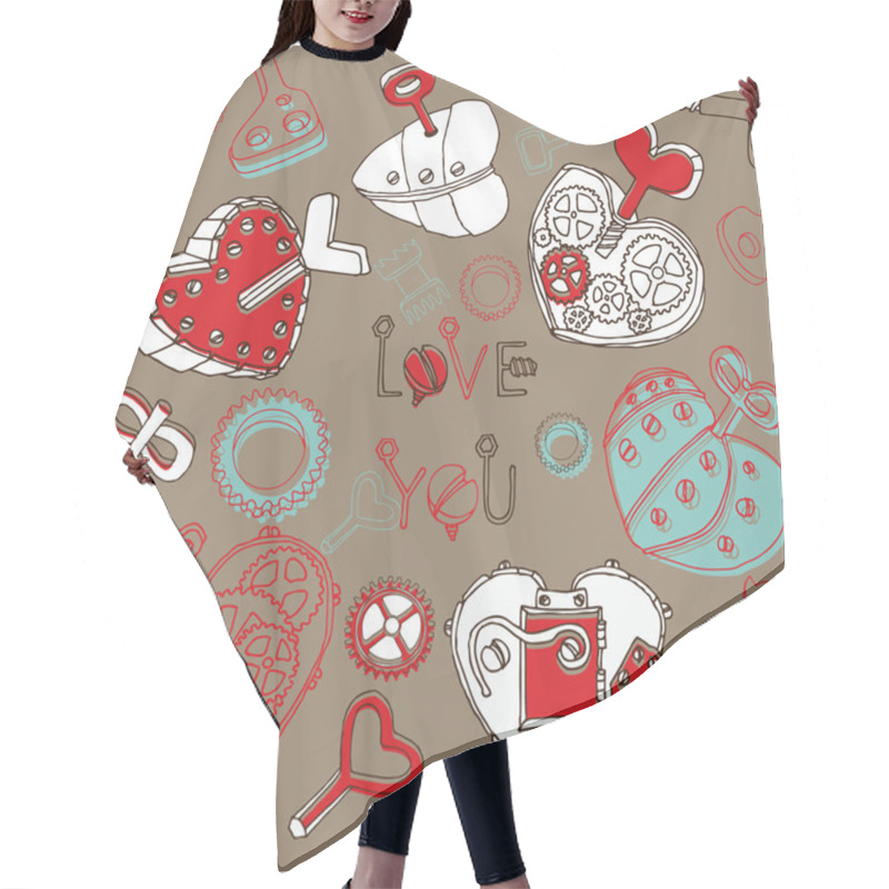 Personality  Mechanical Valentine's Hearts Background Hair Cutting Cape