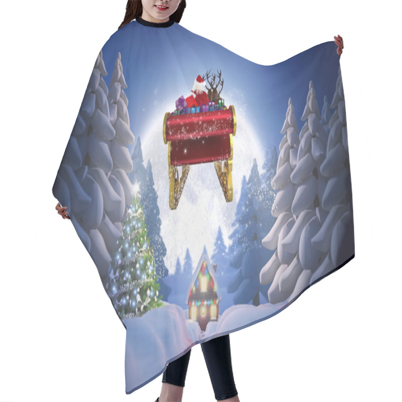 Personality  Composite Image Of Santa Flying His Sleigh Hair Cutting Cape