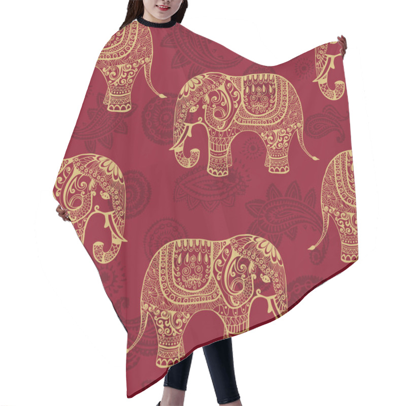 Personality  Stylized Elefants Seamless Pattern Hair Cutting Cape