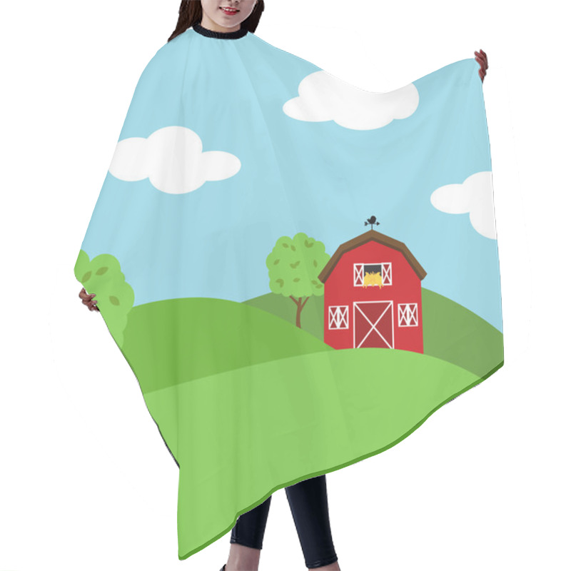 Personality  Cute Cartoon Vector Farm Landscape Hair Cutting Cape