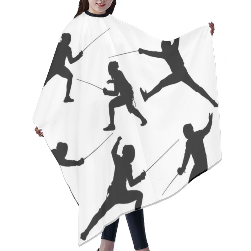 Personality  Fencing Silhouette Hair Cutting Cape