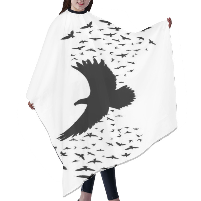 Personality  Silhouette Of A Flying Raven. Vector Illustration. Vector Outline Of Raven.sticker Template Hair Cutting Cape