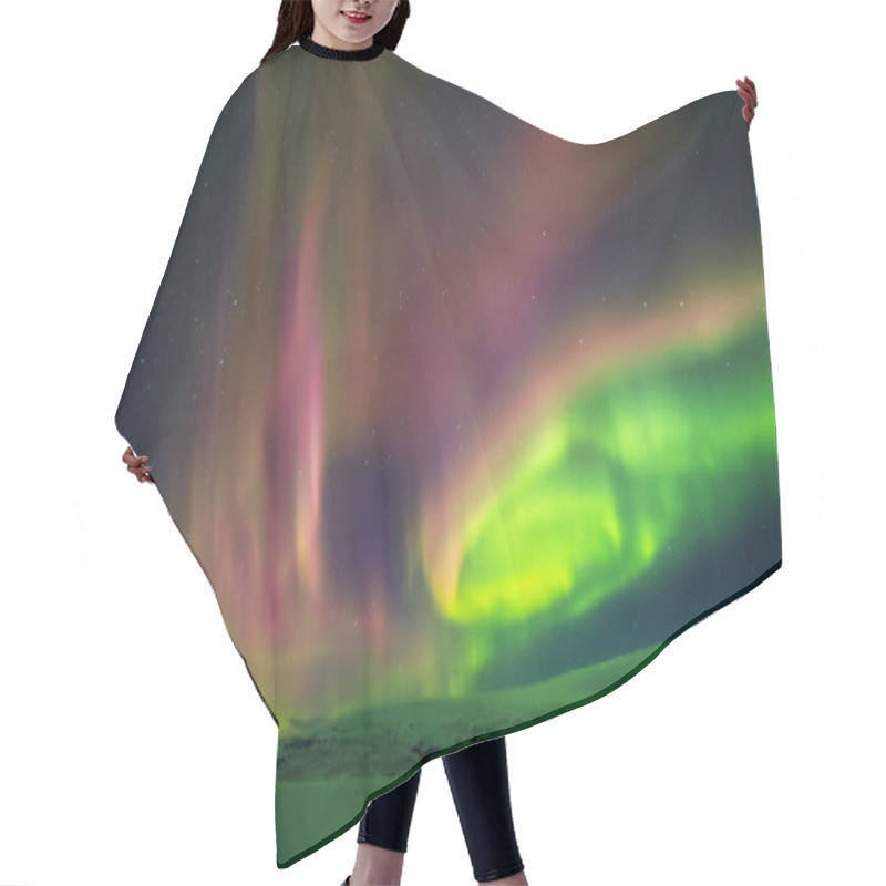 Personality  Beautiful Aurora Borealis In Iceland, Shot In Early Winter Perio Hair Cutting Cape