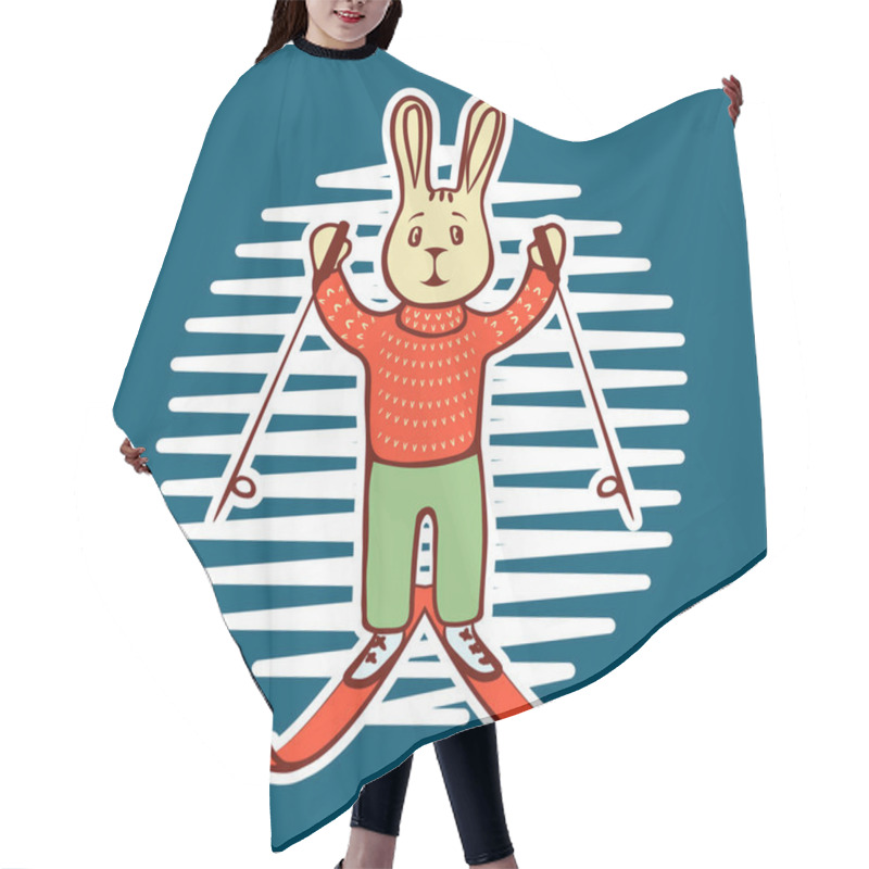 Personality  Hare Skiing Doodle Hair Cutting Cape