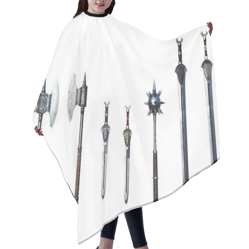 Personality  Fantasy Weapons Sword Set, 3D Illustration, 3D Rendering Hair Cutting Cape