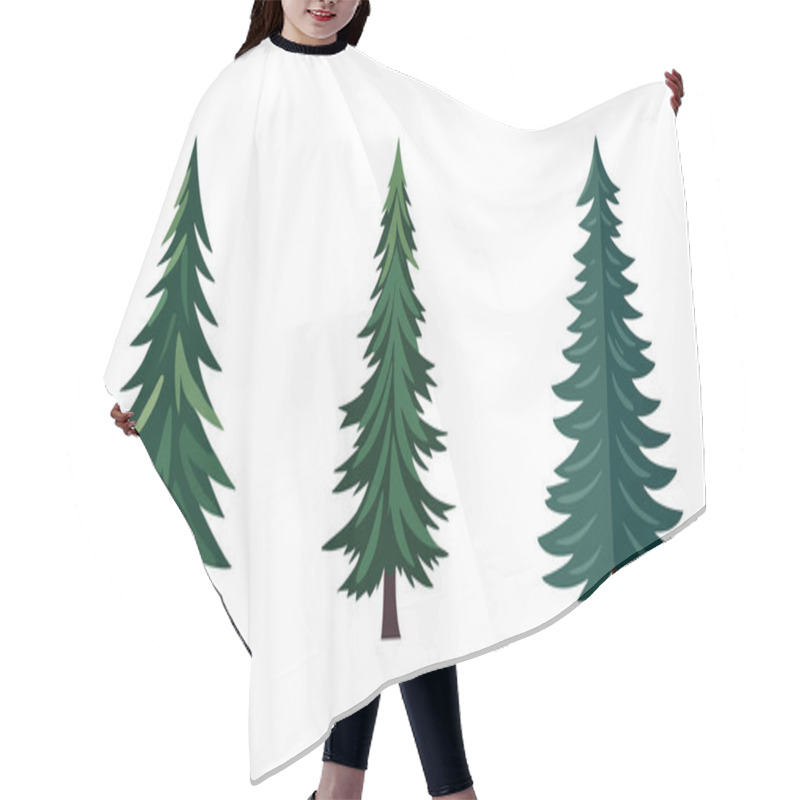 Personality  Green Set Of Christmas Trees Isolated. Vector Illustration Hair Cutting Cape