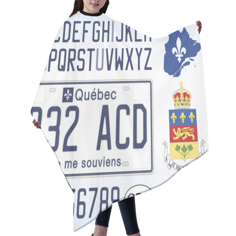 Personality  Quebec Car License Plate, Canada, Letters, Numbers And Symbols, Vector Illustration Hair Cutting Cape