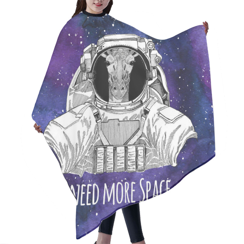 Personality  Animal Astronaut Camelopard, Giraffe Wearing Space Suit Galaxy Space Background With Stars And Nebula Watercolor Galaxy Background Hair Cutting Cape