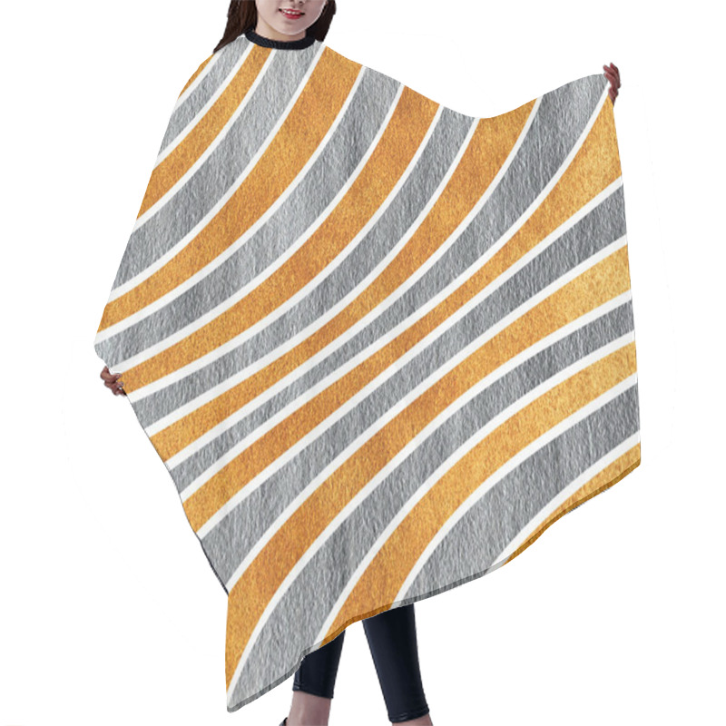 Personality  Silver And Golden Painted Curved Striped Background. Hair Cutting Cape