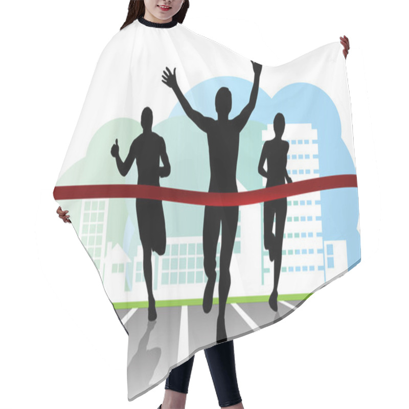 Personality  City Sport. Runner. Vector Hair Cutting Cape