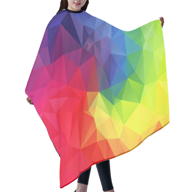 Personality  Vector Abstract Irregular Polygon Background With A Triangular Pattern In Full Color Spectrum Rainbow Hair Cutting Cape