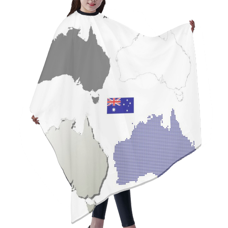 Personality  Australia Map Outline Set Hair Cutting Cape