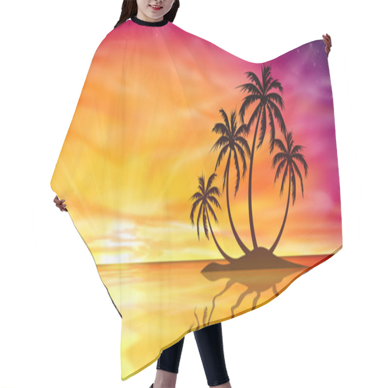 Personality  Sunset, Sunrise With Palm Tree Hair Cutting Cape