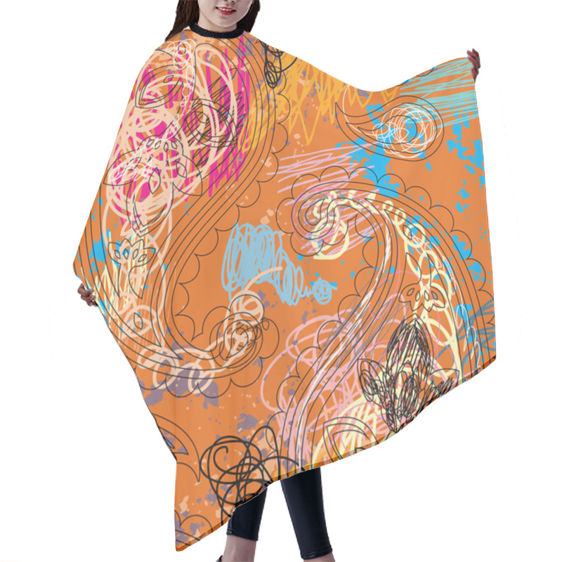 Personality  Grunge Paisley Background Hair Cutting Cape