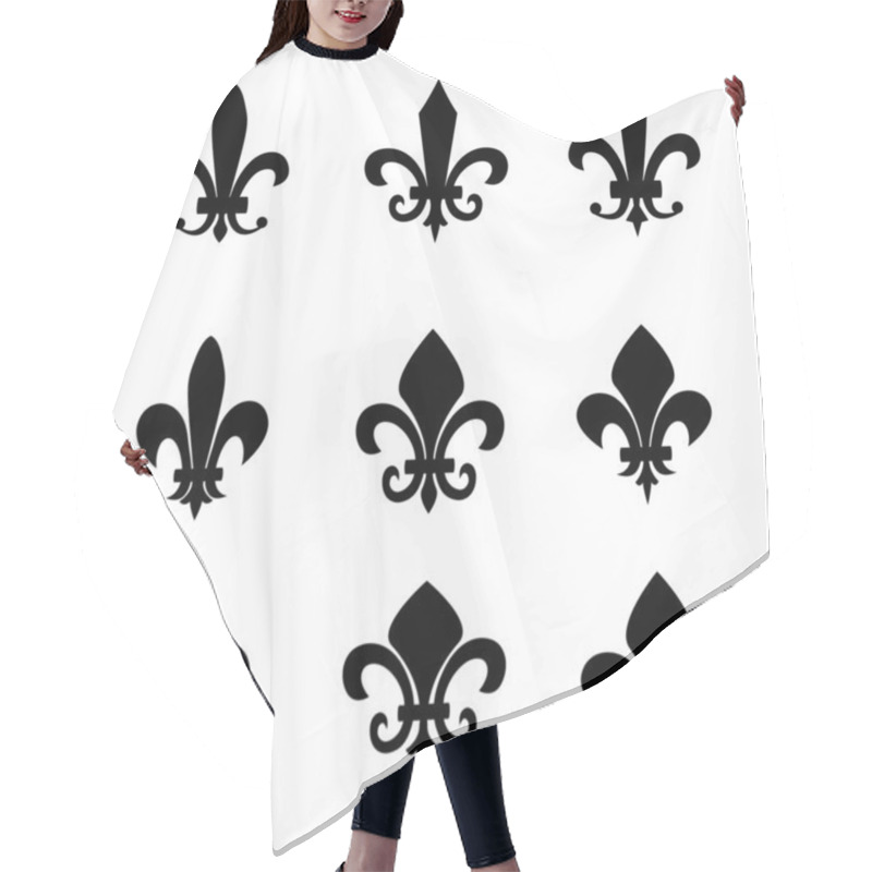 Personality  Collection Of Fleur De Lis Symbols - Black Silhouettes Hair Cutting Cape