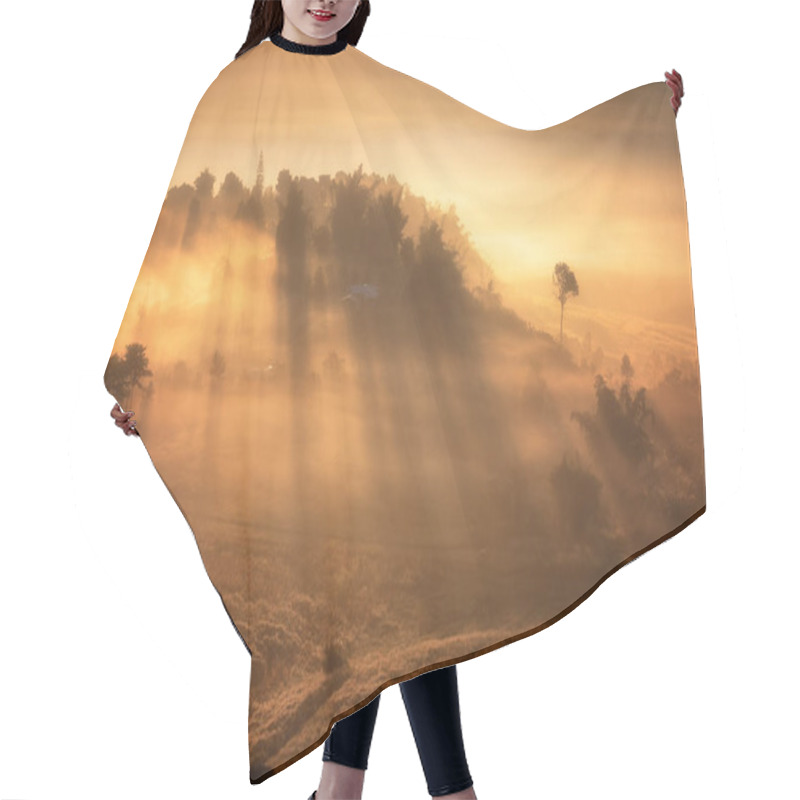 Personality  Misty Morning Sunrise Landscape View Hair Cutting Cape