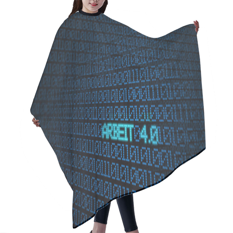 Personality  Glowing Blue Binary Code On Screen With Word ARBEIT 4.0 (German For Work 4.0) Background Concept Hair Cutting Cape