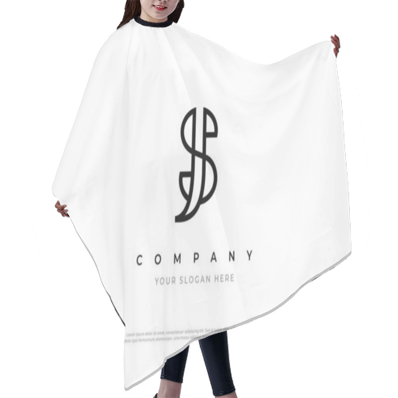 Personality  Letter JS Or SJ Logo Design Hair Cutting Cape