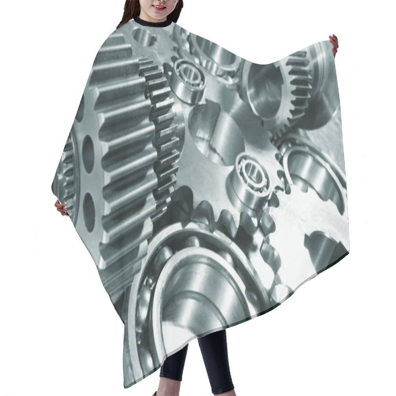 Personality  Engineering Parts And Gear Wheels Hair Cutting Cape