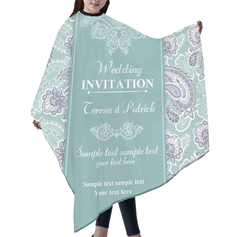 Personality  Wedding Invitation In Blue Style Hair Cutting Cape