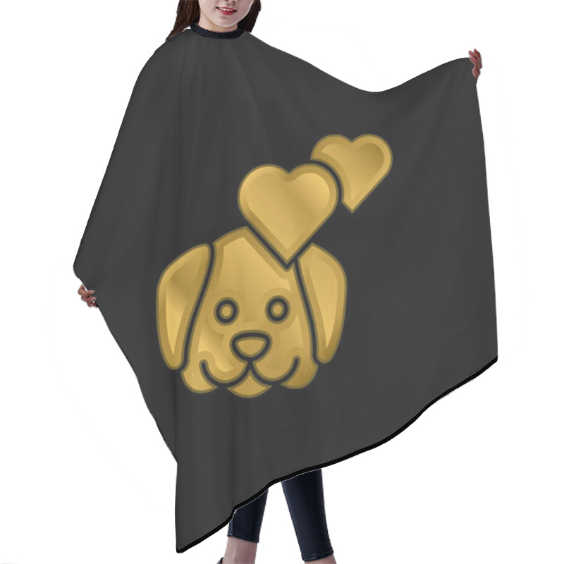 Personality  Animal Therapy Gold Plated Metalic Icon Or Logo Vector Hair Cutting Cape