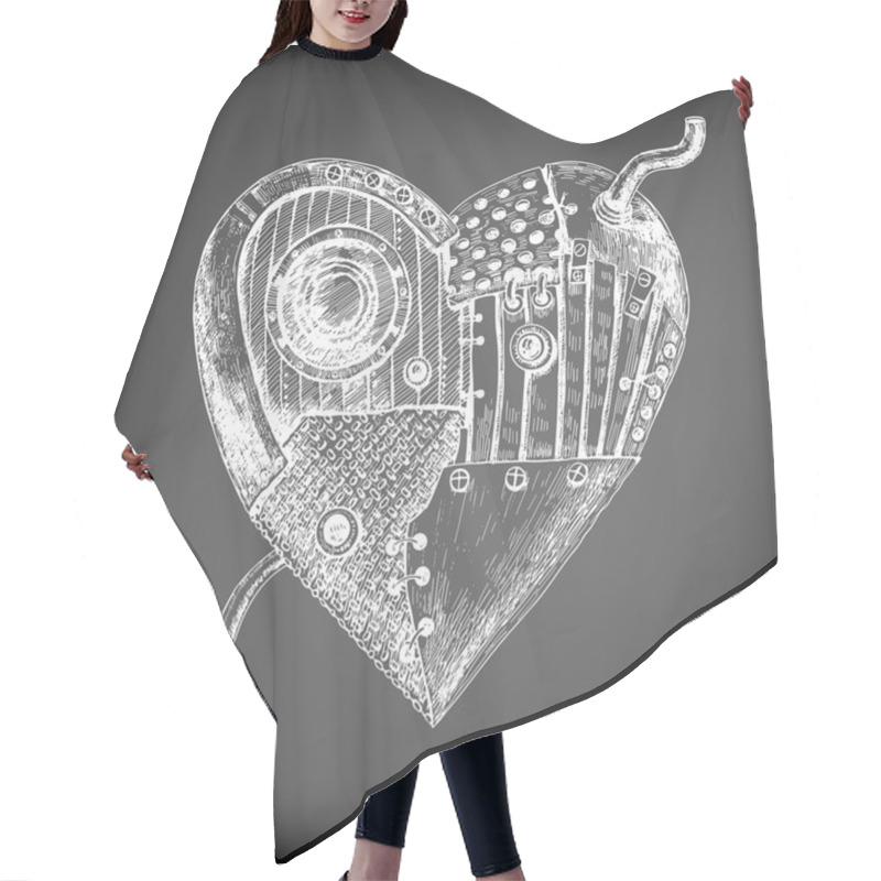 Personality  Mechanical Heart Hair Cutting Cape