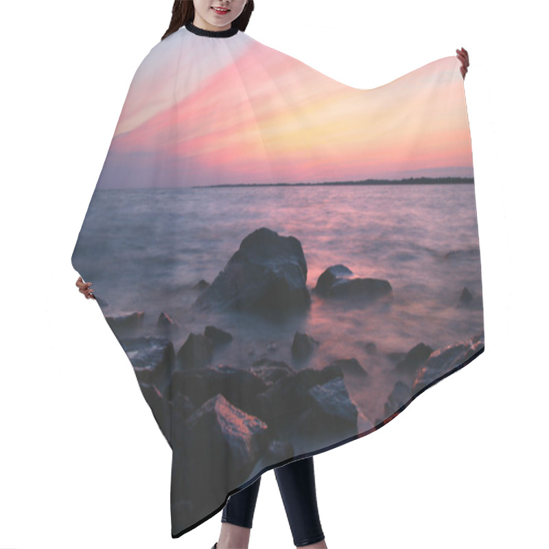 Personality  Gold Romantic Sunset Ocean Water Landscape Hair Cutting Cape