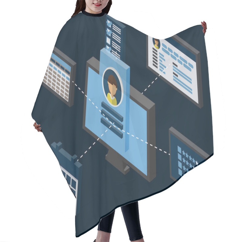 Personality  Data Transform With Human Resources Database Vector Hair Cutting Cape