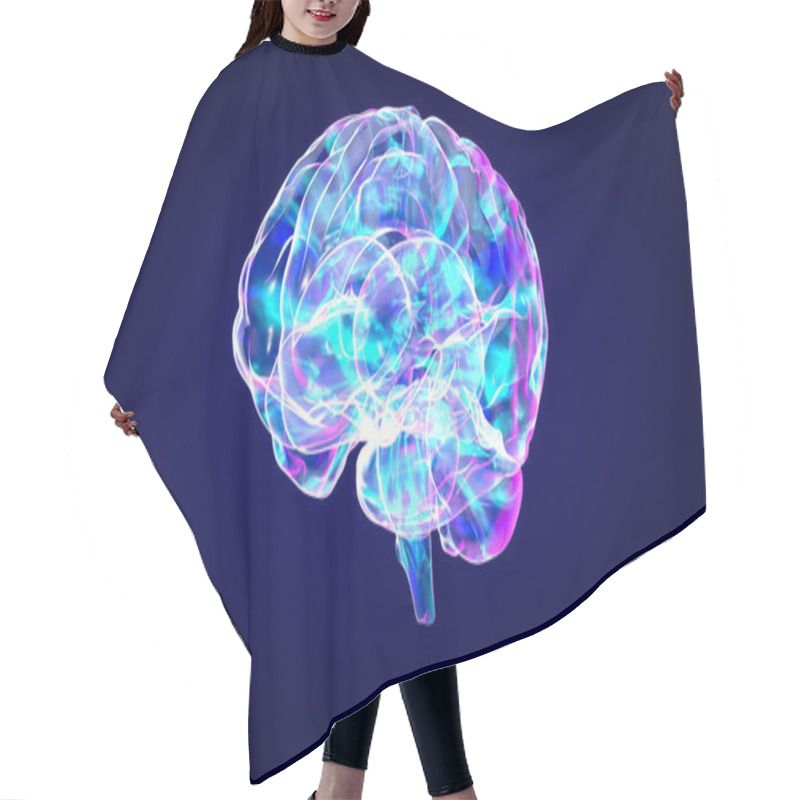 Personality  3D Illustration With Brain Hair Cutting Cape