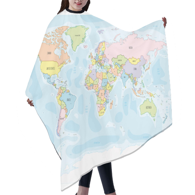 Personality  World Map - Hand-drawn Cartoon Style Hair Cutting Cape