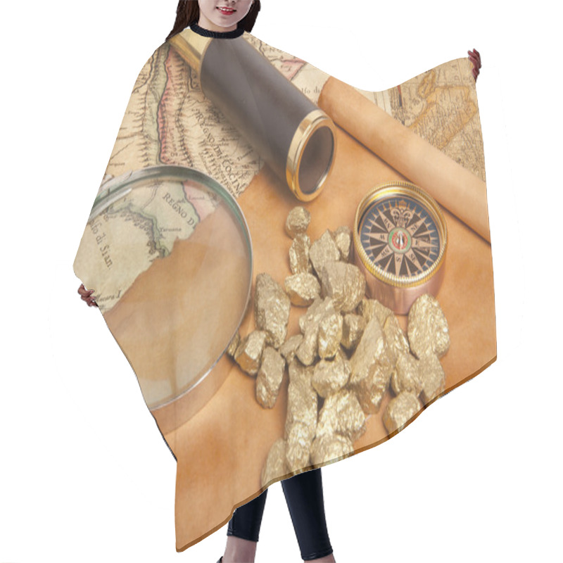 Personality  Gold Nuggets Concept Hair Cutting Cape