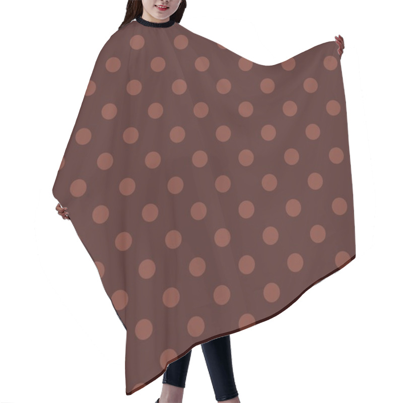 Personality  Seamless Vector Pattern With Brwon Polka Dots On A Dark Chocolate Brown Background. Hair Cutting Cape