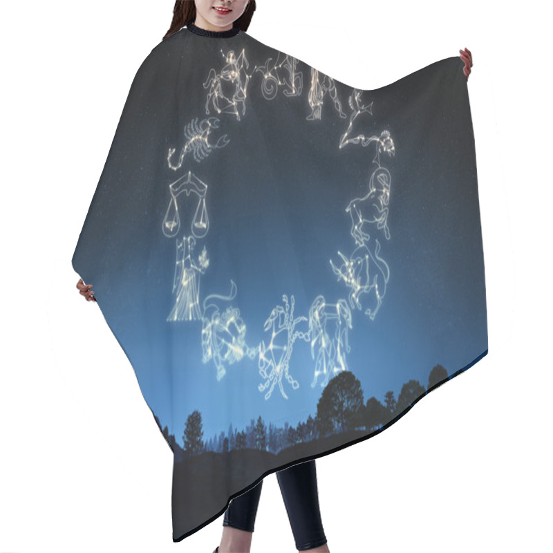 Personality  Zodiac Sign's On A Gradient Sky Background Hair Cutting Cape