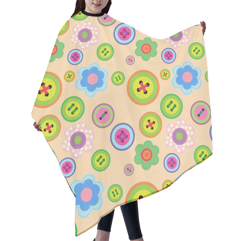 Personality  Cute Seamless Floral Pattern With Flowers And Buttons Hair Cutting Cape