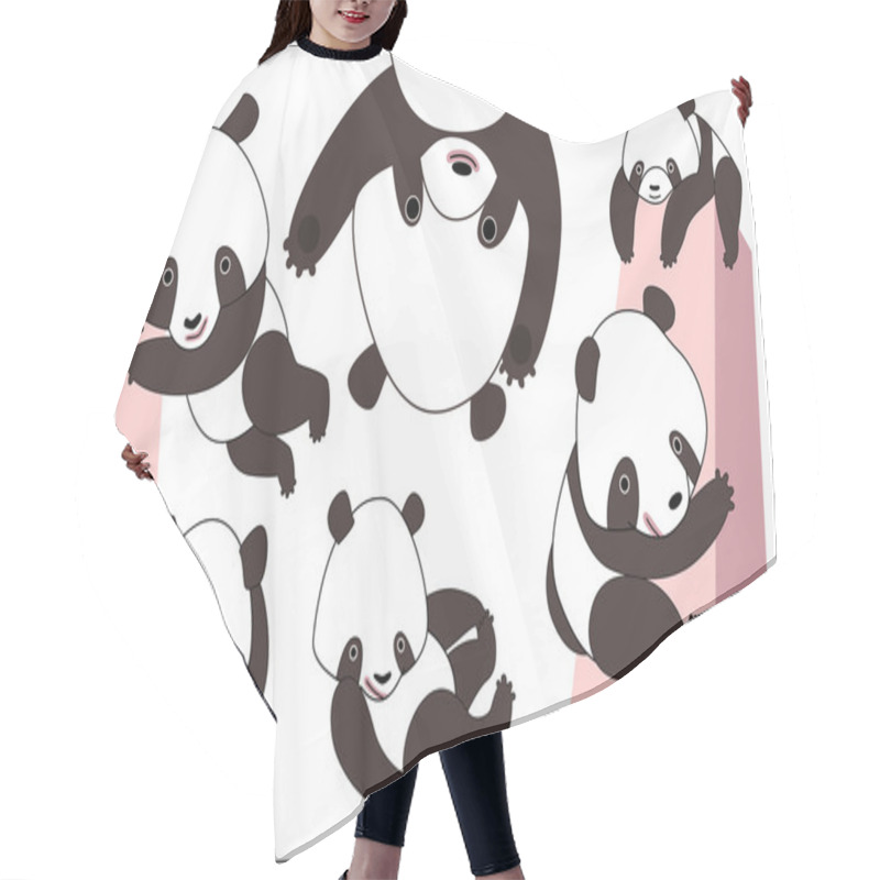 Personality  Cartoon Panda Bear Set Hair Cutting Cape