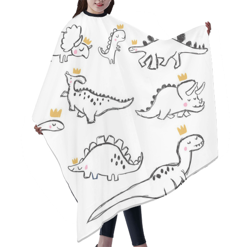 Personality  Hand Drawing Dinosaur Illustration Vector. Hair Cutting Cape