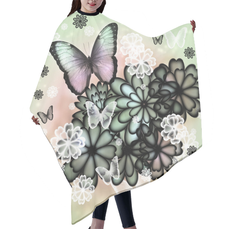 Personality  Butterflies And Blossoms Illustration Hair Cutting Cape