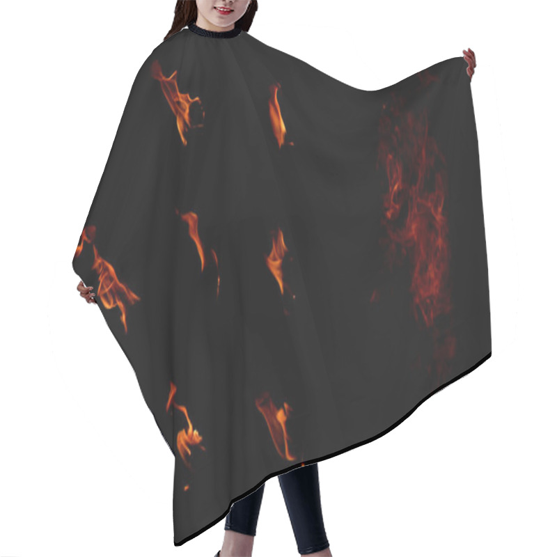 Personality  Set Of Isolated Flames On A Black Background Hair Cutting Cape