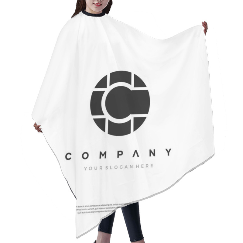 Personality  A Modern And Striking Logo Featuring A Stylized Letter C Within A Circular Motif, Embodying A Minimalist Yet Bold Brand Identity Hair Cutting Cape