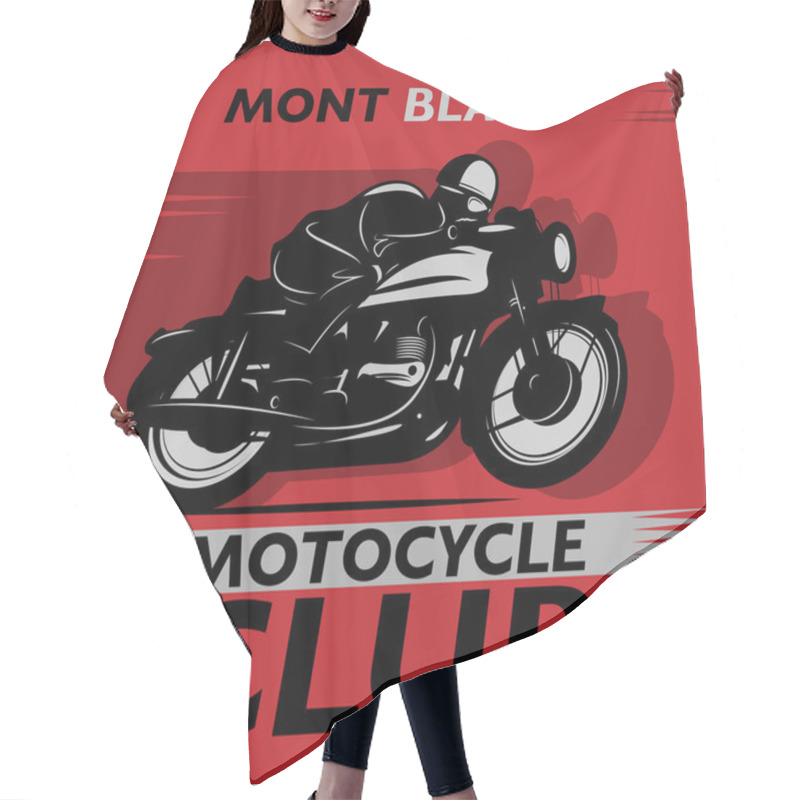 Personality  Abstract Background With The Words Motocycle Club Inside Hair Cutting Cape