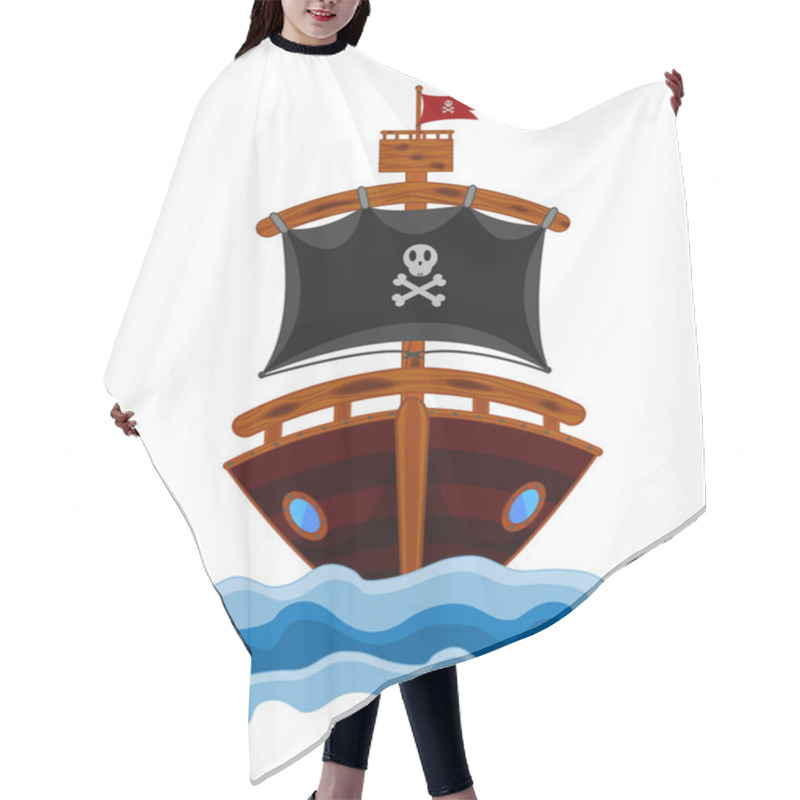 Personality  Pirate Ship Cartoon Vector Hair Cutting Cape