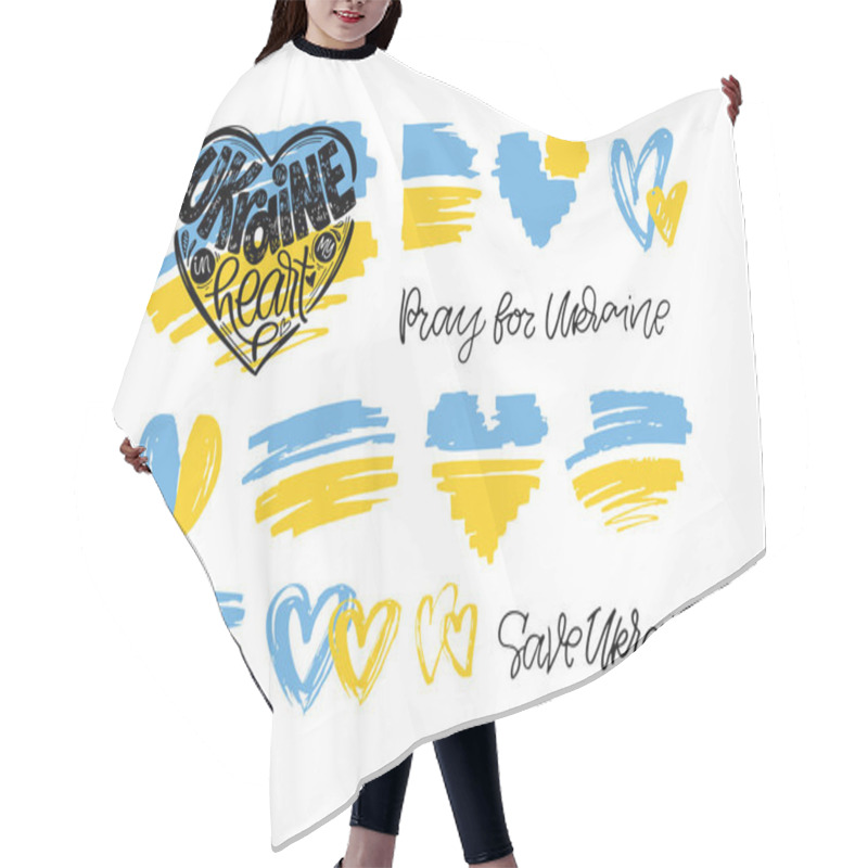 Personality  Support Ukraine - Cute Hand Drawn Doodle Lettering. Glory Of Ukraine, Save Ukraine, All Will Be Ukraine Hair Cutting Cape