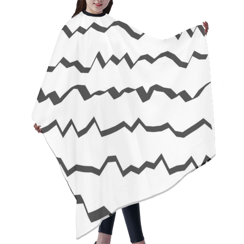 Personality  Zigzag Lines Set. Bold Abstract Vector. Black Geometric Shapes. Dynamic Wavy Edges. EPS 10. Hair Cutting Cape