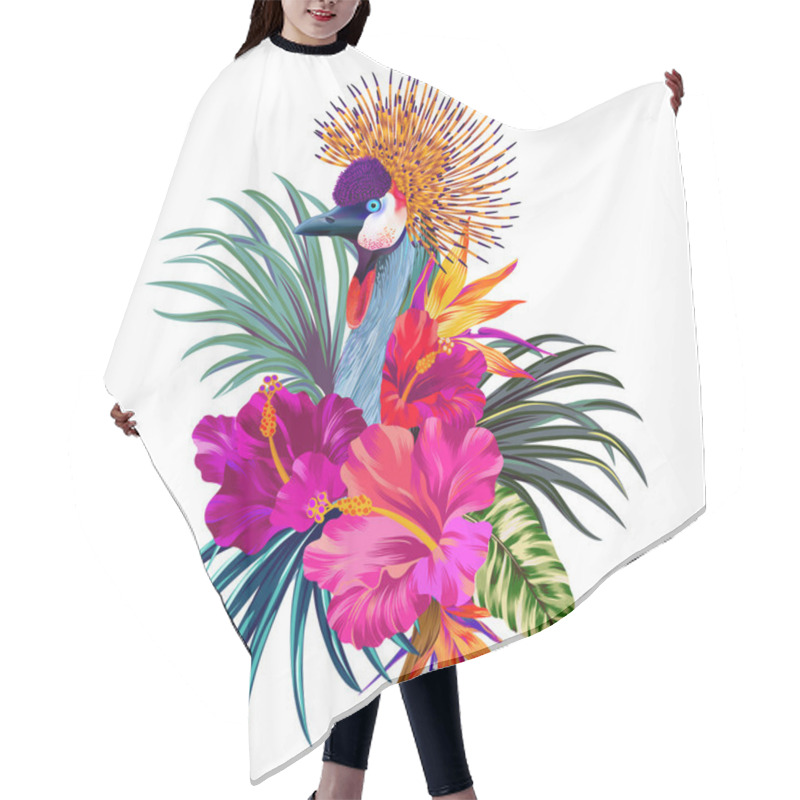 Personality  Vector Bouquet With Crowned Crane Hair Cutting Cape